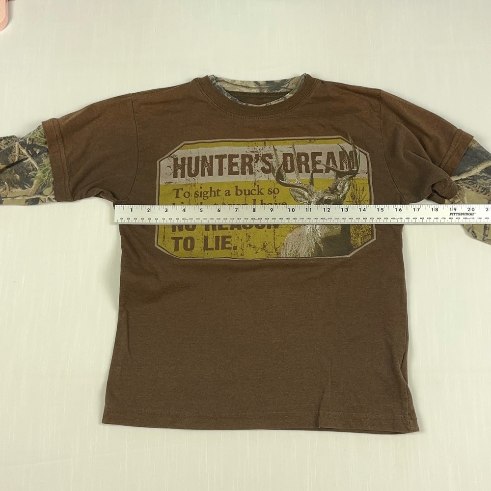 Ranger Kids Brown Camo Layered Hunter's Dream Buck Graphic Long Sleeve Shirt L - Picture 2 of 6